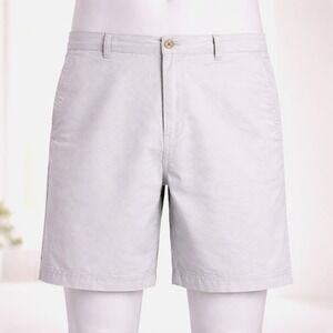 Mens Chaps Khaki Chino Flat Front sz 36 100% Cotton Summer Shorts Preppy Golf